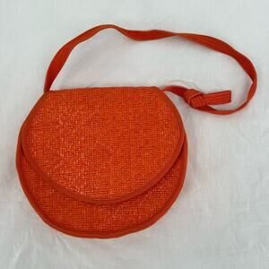 Vintage Vanessa Wicker Purse‎ Handbag Orange Round Festival Cottagecore Woven
